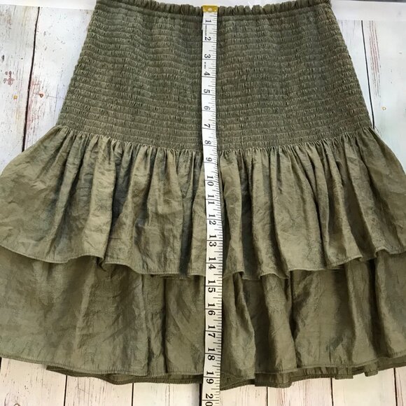 Rebecca Minkoff Olive Green Smocked Mini Skirt Size Large - Picture 10 of 10